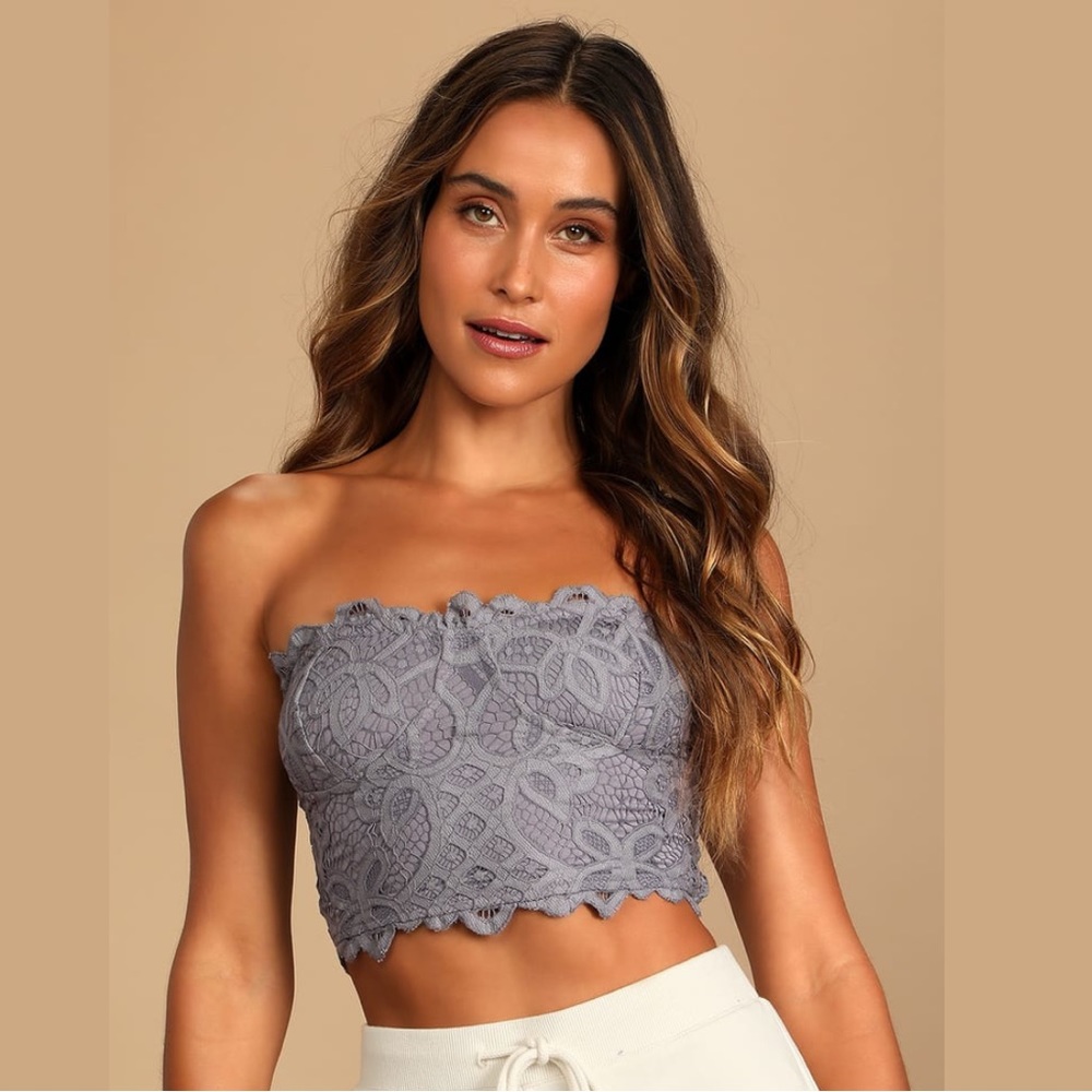 Free People | Adella Slate Grey Lace Corset Bra | Size Medium